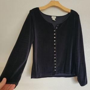 Womens J Jill velvet black blouse size M